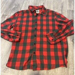 Tees2UrDoor Men’s Red/Green Flannel Plaid Button Front Shirt Size 2XL